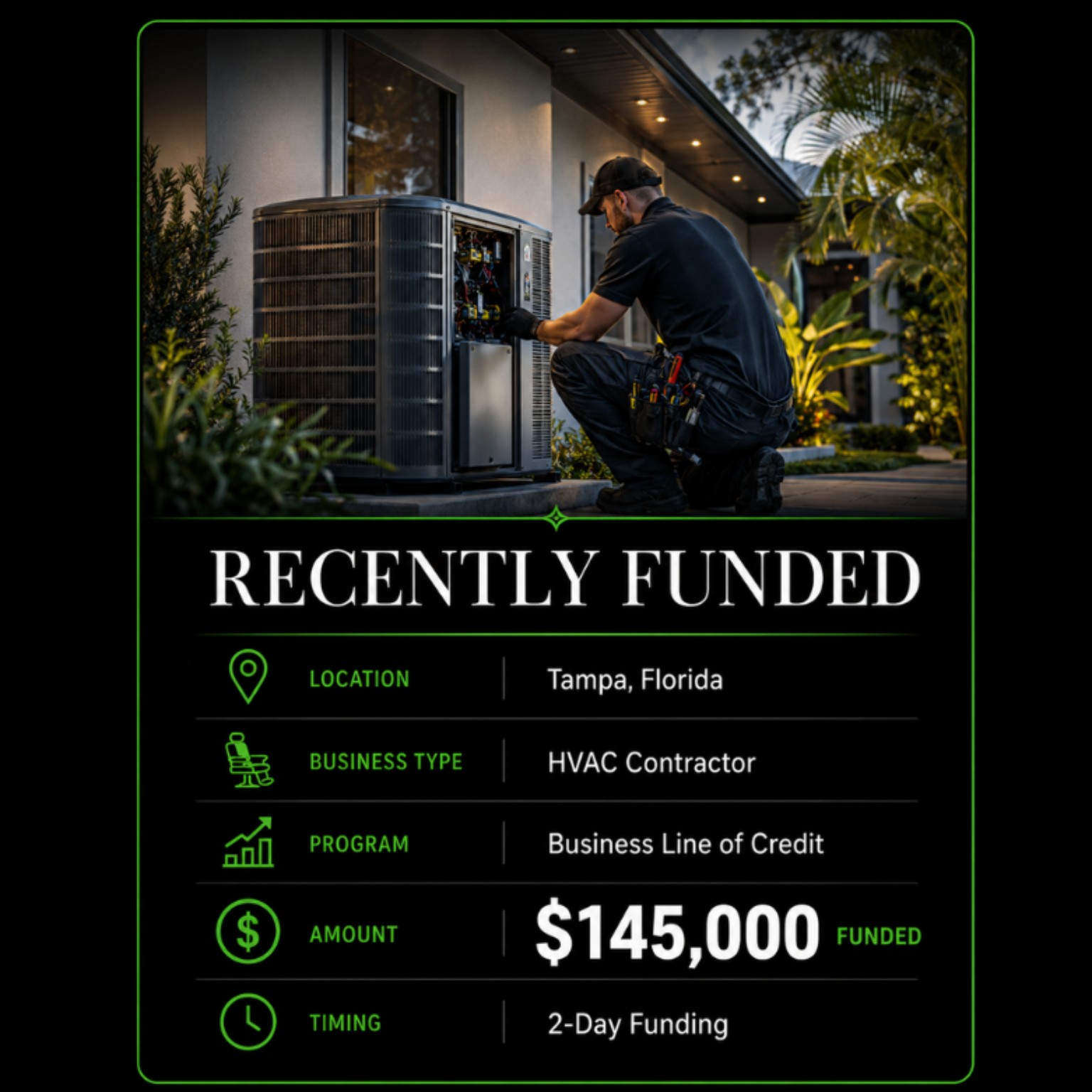 HVAC contractor working on an air conditioning unit in Tampa
